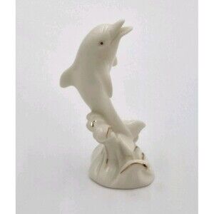 Lenox Dolphin Figurine Figural Gold Trim Handcrafted China 4" Tall